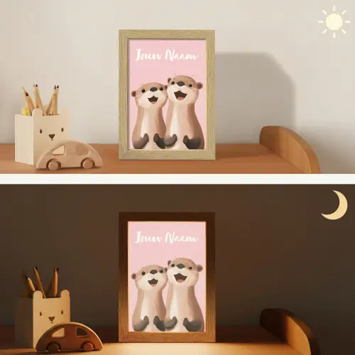 Otters - Glimlach - Bruin Light Box met kabel (Kinderlampje) klein -sfeer3_kind