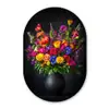Felgekleurd - Bloemen - Vaas Wandcirkel Ovaal Forex klein -3d