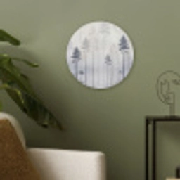 Bos - Bomen - Mist - Natuur - Illustratie - Grijs Akoestische PET Vilt - Rond klein -sfeer2