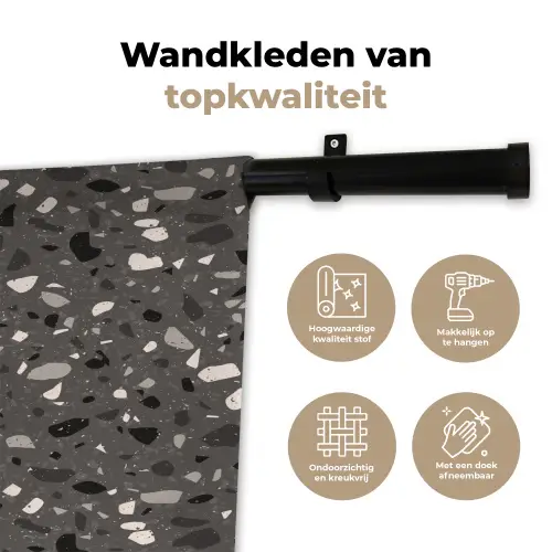 Terrazzo -  Patroon - Grijs Wandkleed katoen klein 269 -sfeer2