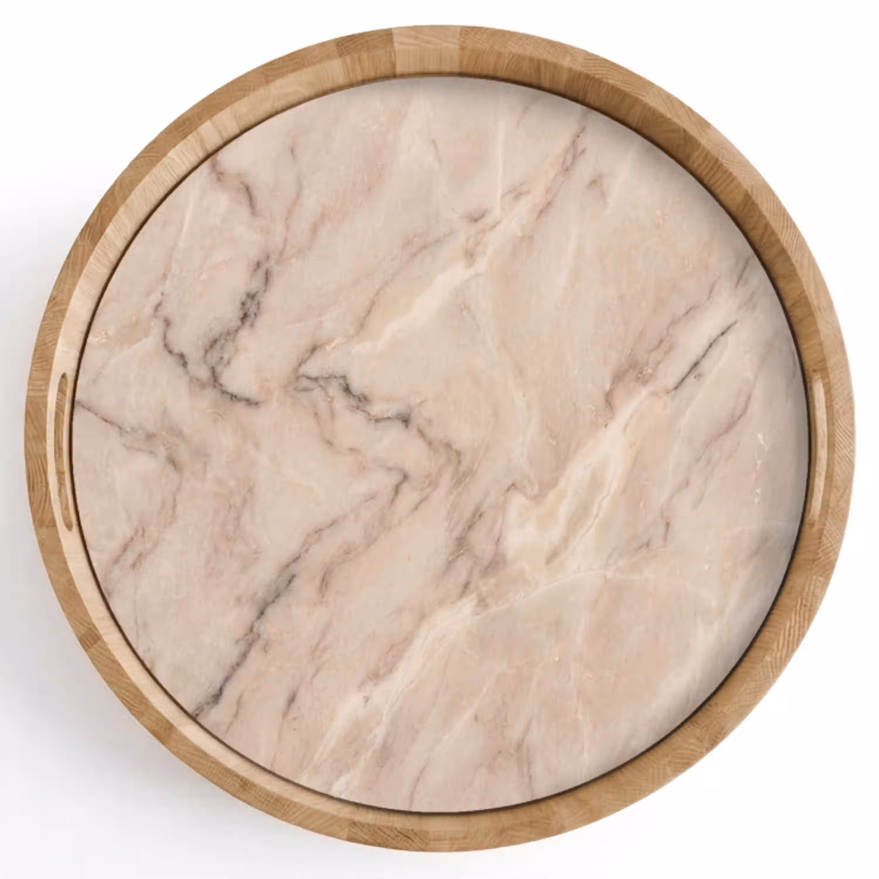 Marmer - Patroon - Abstract - Modern - Beige Dienblad Rond middel -z3d_shopping