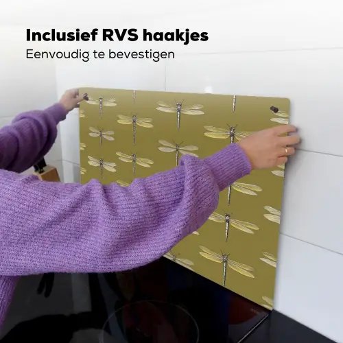 Libellen - Patroon - Groen Inductie beschemer met haakjes klein 777 -ky-ophangen-nl