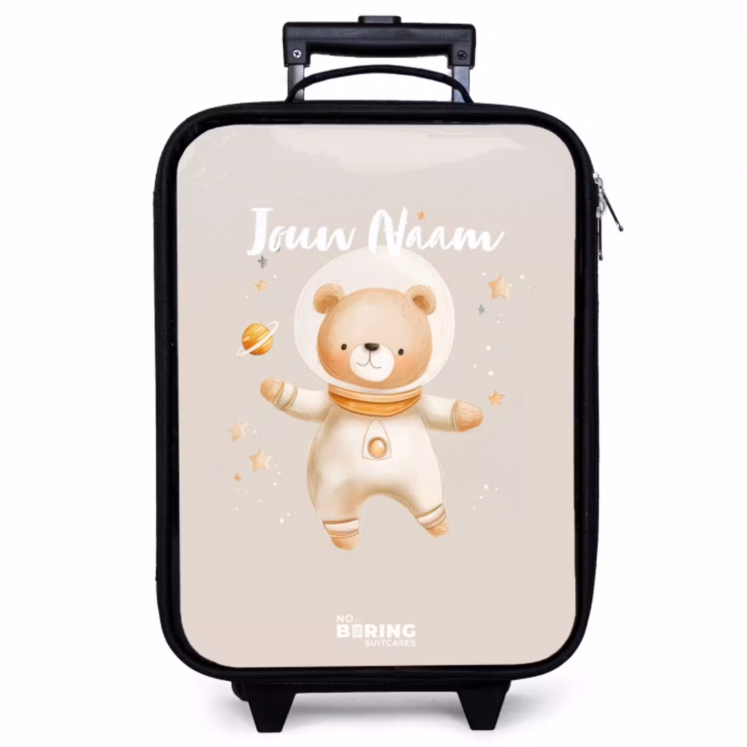Beige ruimtebeer zweeft tussen sterren Kinderkoffer - Zwart klein -zzz_website3d