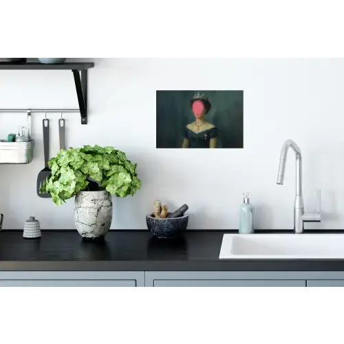 Kroon - Roze druipend verf - Portret Muursticker klein -keuken