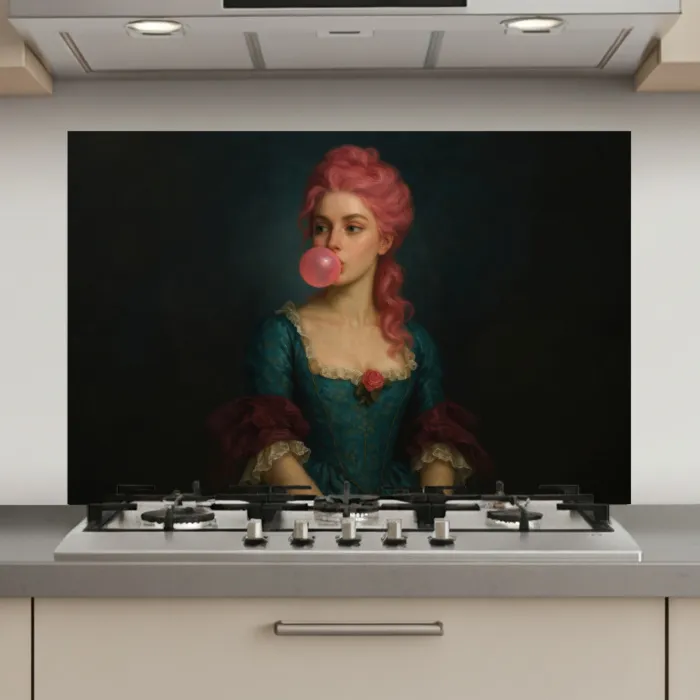 Vrouw - Portret - Kauwgombel keuken achterwand spatscherm klein -3d_website