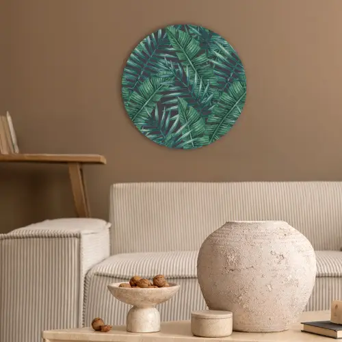 Bladeren - Jungle - Tropical Akoestische PET Vilt - Rond klein -sfeer1