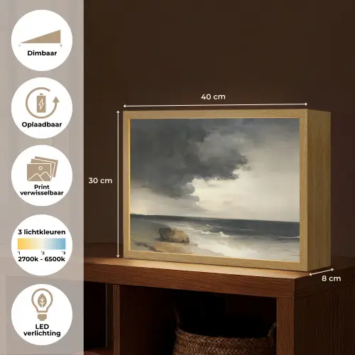 Kust - Golven - Rots - Storm Light Box met batterij (Wandlamp) middel -USP_websiteoverzichtNL