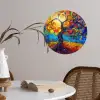 Boom - Zon - Verflook - Kleuren - Abstract Wandcirkel behangsticker klein -sfeer3