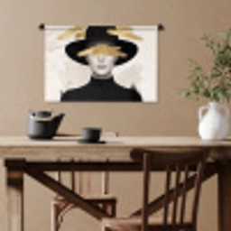 Vrouw - Portret - Modern - Goud - Kunst Wandkleed katoen klein -sfeer6