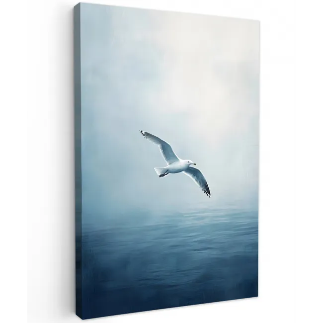 Meeuw - Wit - Zee - Mistig canvas 2cm klein -z3d