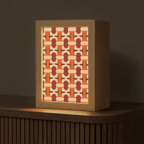 Geometrisch - Retro - Oranje Light Box met kabel (Tafellamp) klein 925 -z3d_website