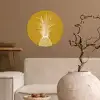Lijnillustratie - Ananas - Bladkroon - Okergeel Wandcirkel behangsticker klein -sfeer1