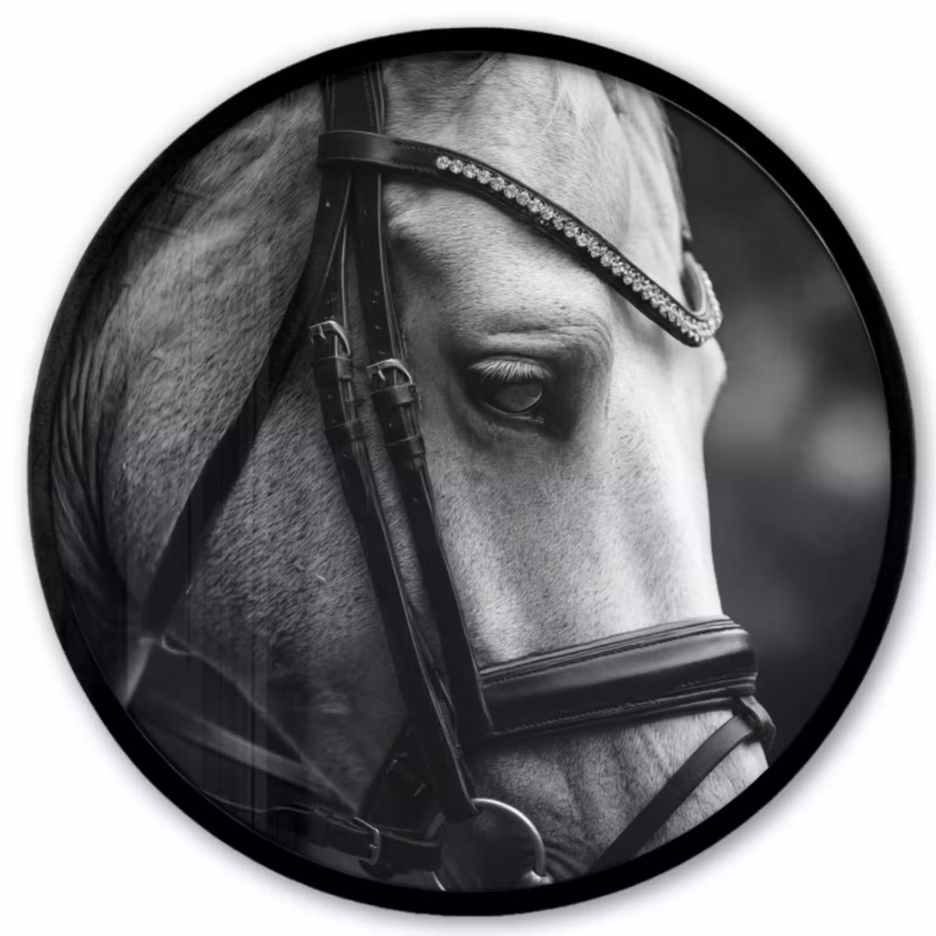 Paard - Schimmel - Portret Fotolijst rond zonder passe partout klein -3d