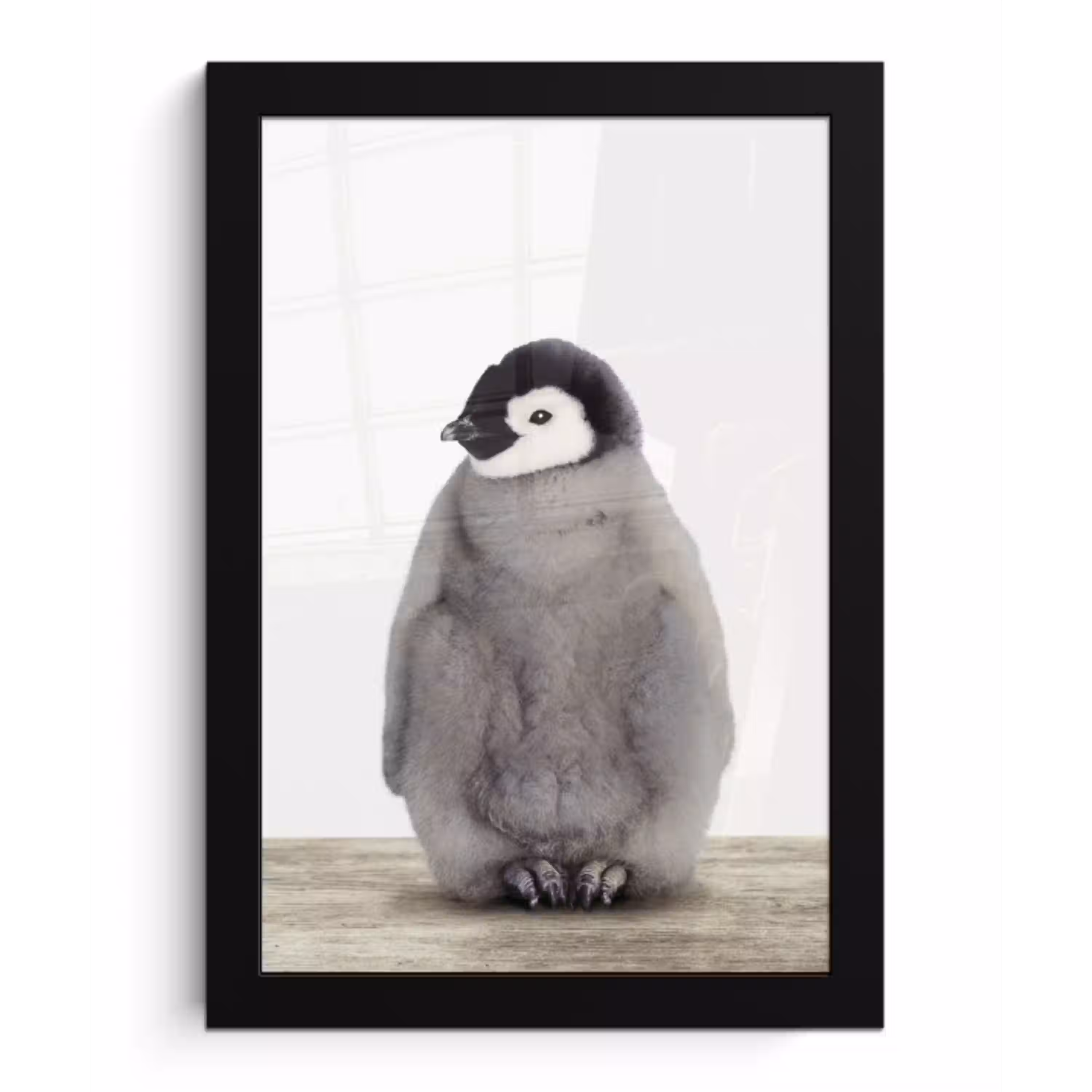 Kinderen - Pinguïn - Grijs - Dieren - Meisjes - Jongens fotolijst zwart zonder passe partout klein -3d
