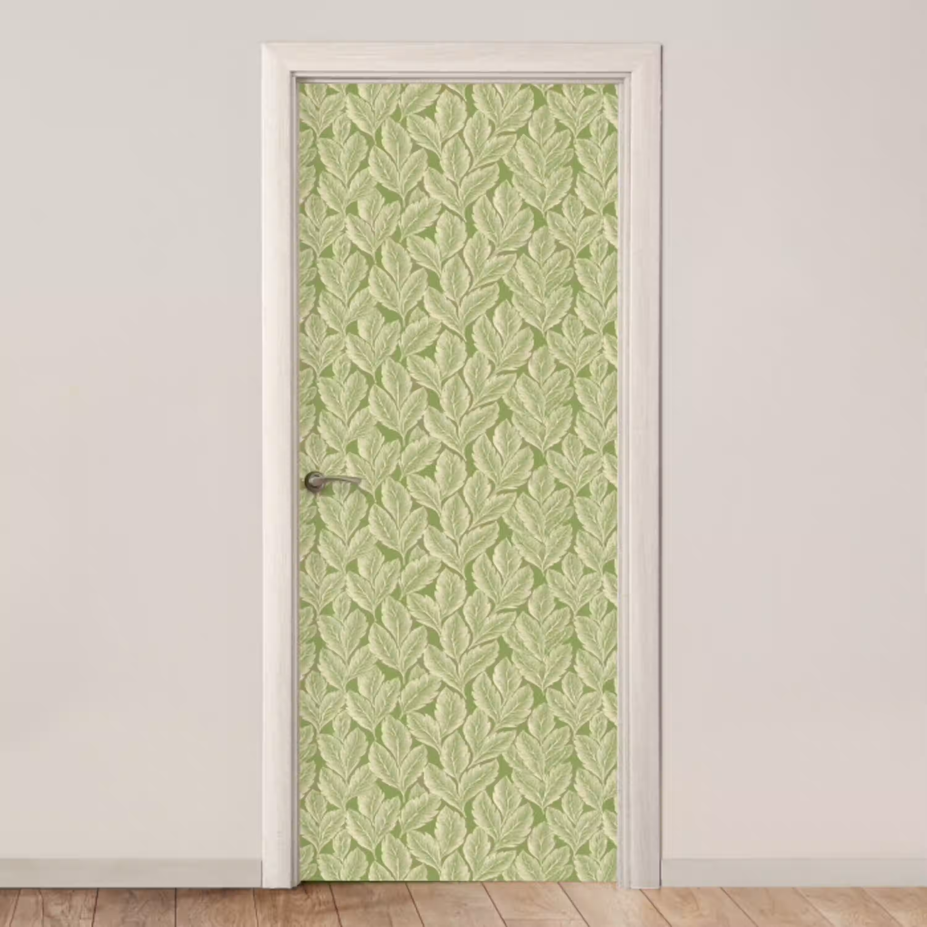 Groen - Botanisch - Bladeren - Vintage - Patroon deurposter klein 289 -3d_beige