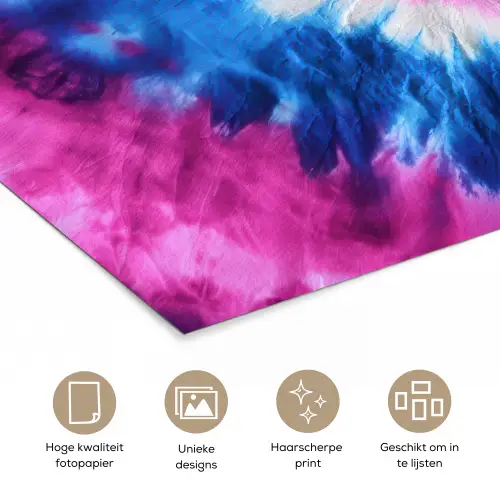 Hartvormig - Tie dye - Paars poster papier klein -closeup_NL