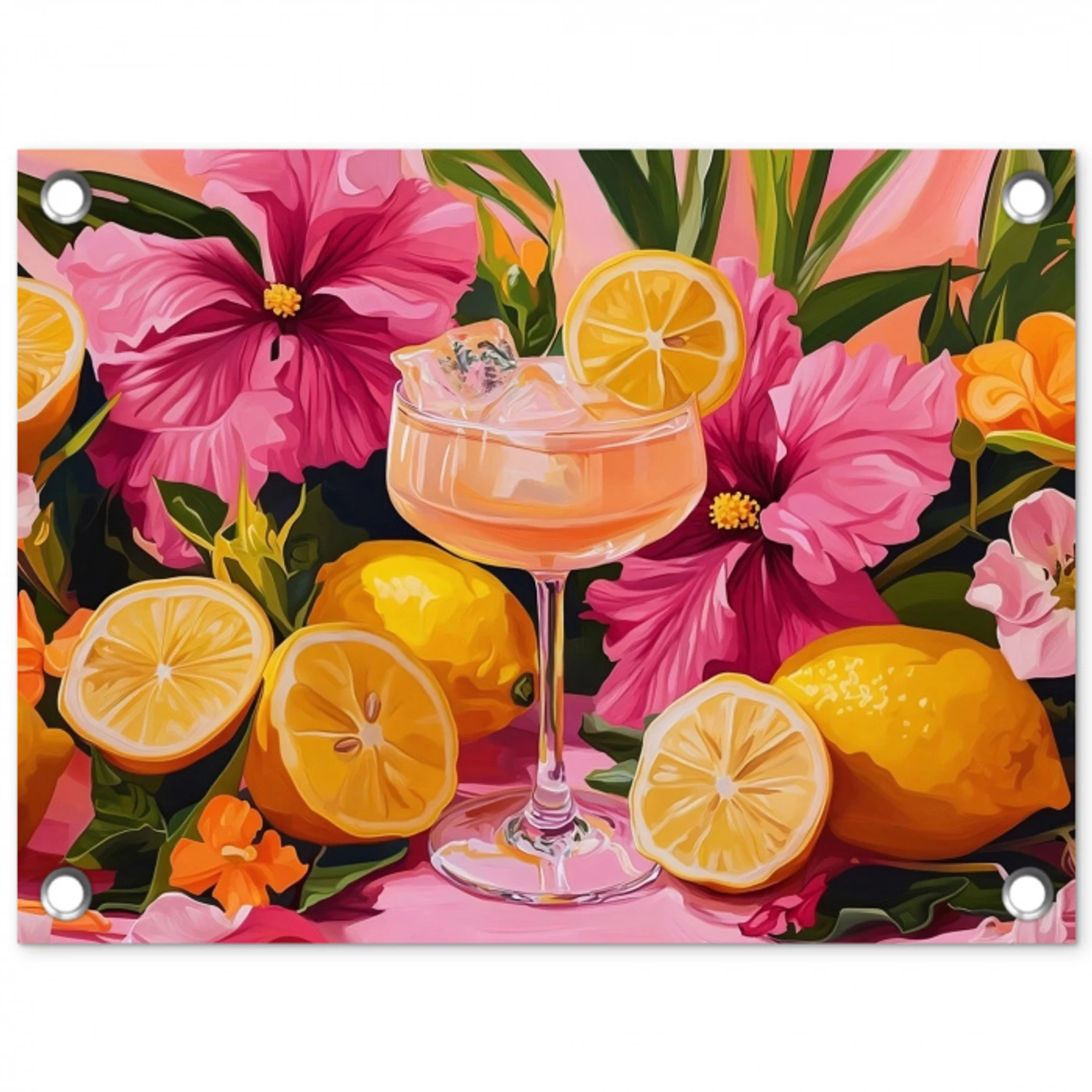 Drink - Bloemen - Yellow tuinposter los doek klein -3d