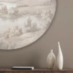 Rivierlandschap - Bergen - Natuur - Vintage - Beige Akoestische PET Vilt - Rond klein -sfeer5_closeup