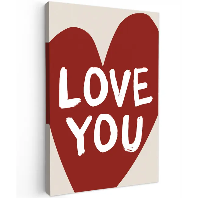 Loveyou - Hart - Rood Tuinposter op houten frame 2 cm dik klein -3d
