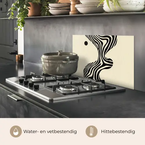 Beige - Lijnen - Golvend -  Abstract keuken achterwand spatscherm klein -usp_NL