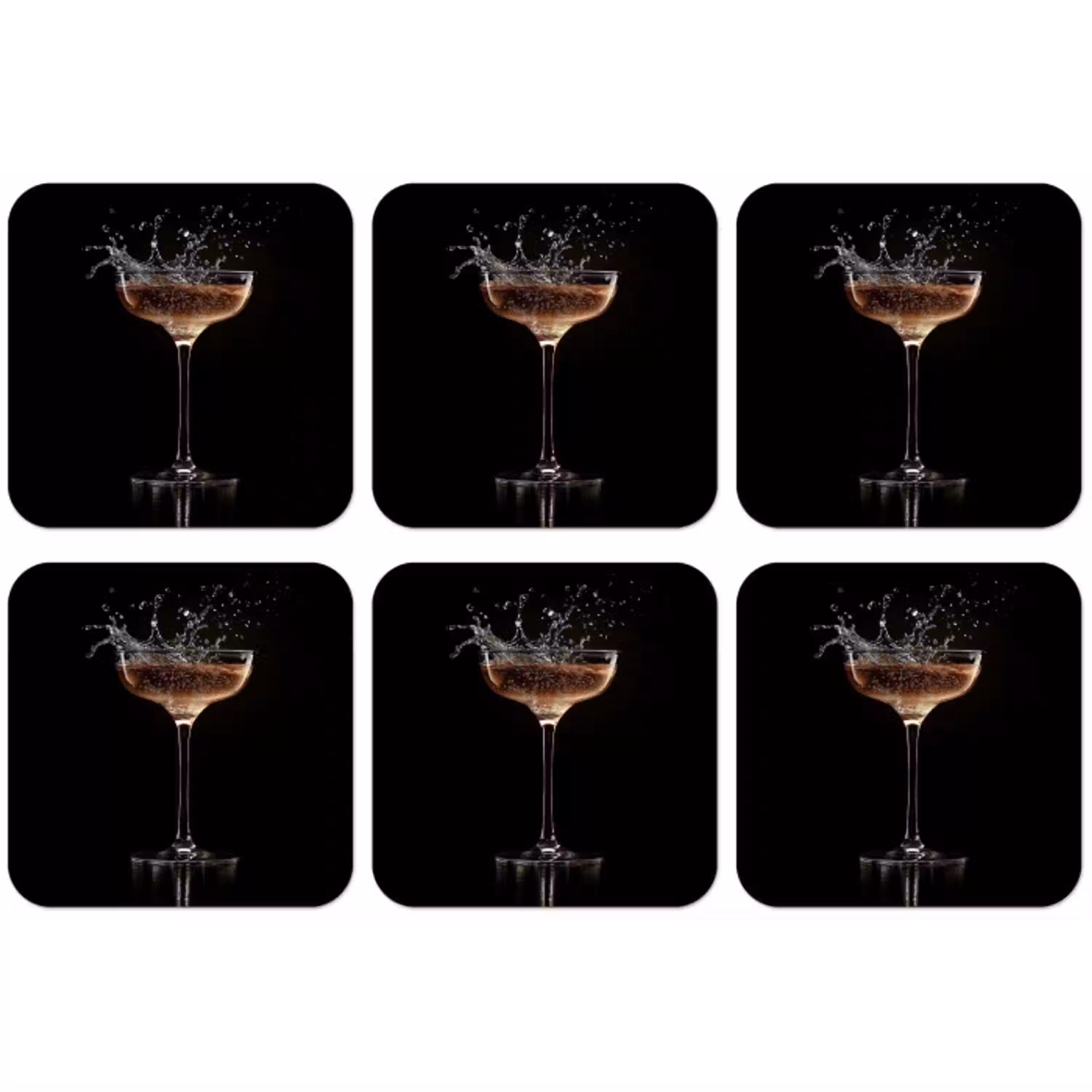 Cocktail - Zwart - Spetters - Glas onderzetter kurk middel -zkaufland3dotto