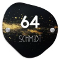 Gouden verfspatten - Modern Naambord Organisch middel -3d
