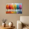 Bomen - Kleurrijk - Modern - Verflook Canvas - Meerluiken 2 luik klein -sfeer1