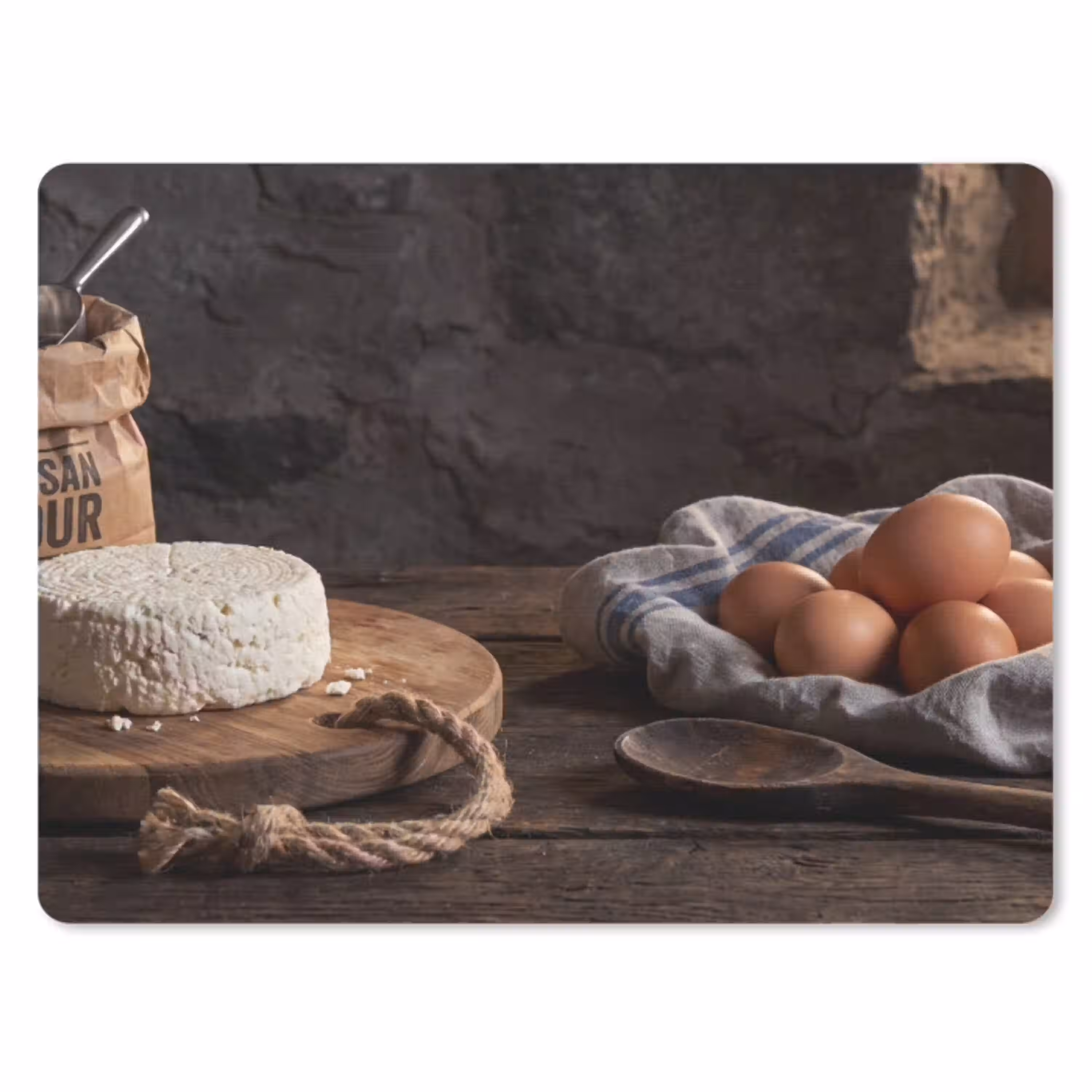 Meel - Eieren - Eten muismat rubber klein -3d
