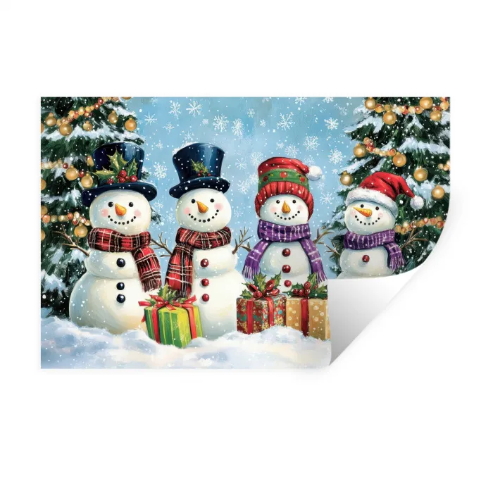 Vrolijk -  Sneeuw - Kleurrijk Muursticker klein -3d