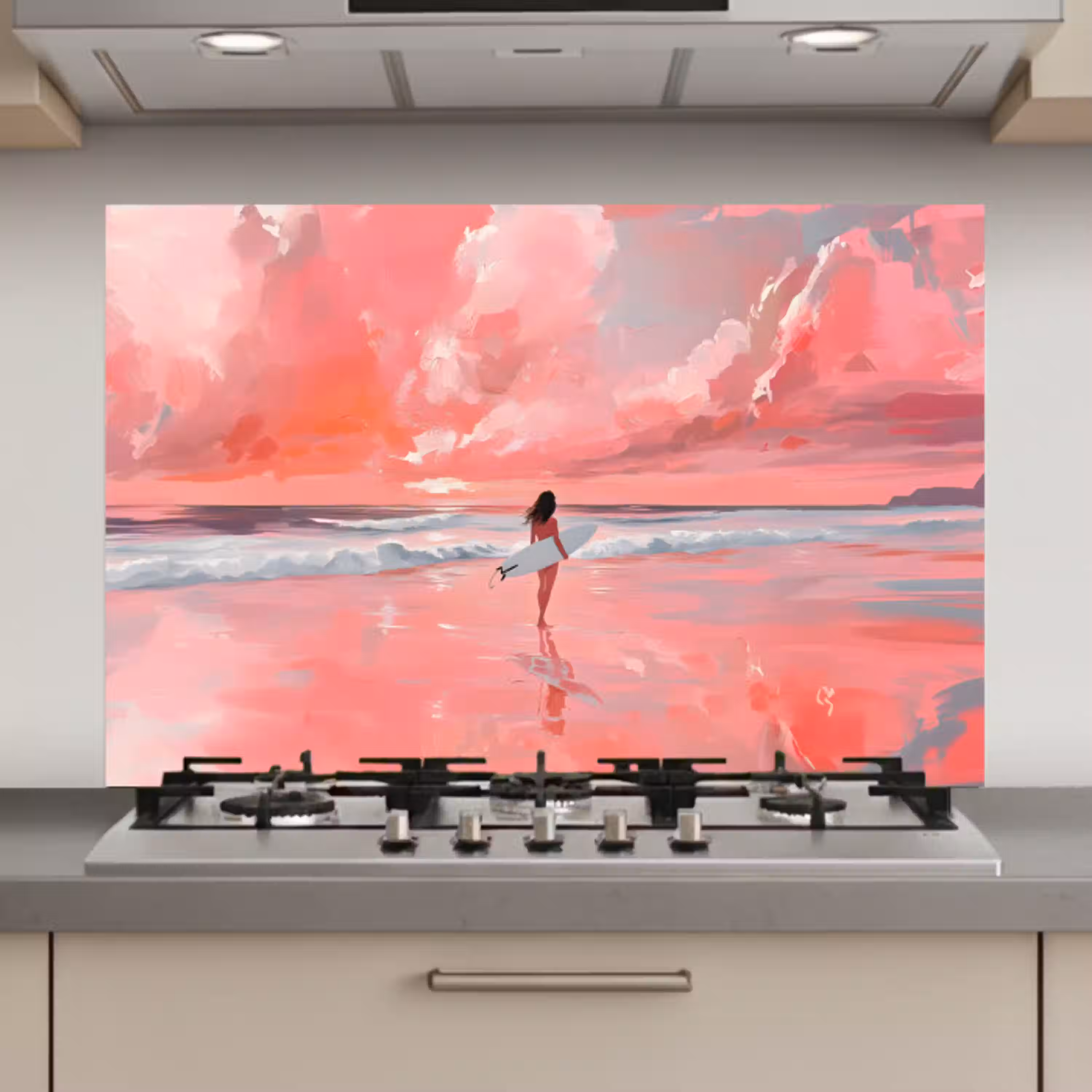 Roze - Surfen - Zee keuken achterwand spatscherm klein -3d_website