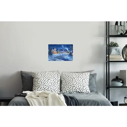 Winteravond - Kerstdorp - Donker Muursticker klein -slaapkamer