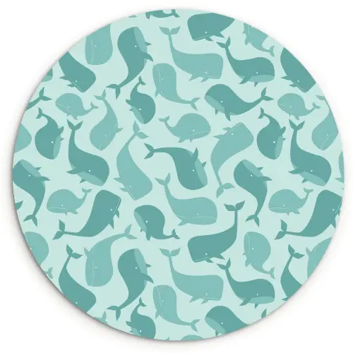 Zee - Dieren - Blauwe vinvis Wandcirkel kunststof plaat 5mm dik klein 188 -3d