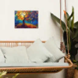 Boom - Zon - Verflook - Kleuren - Abstract tuinposter los doek klein -sfeer7