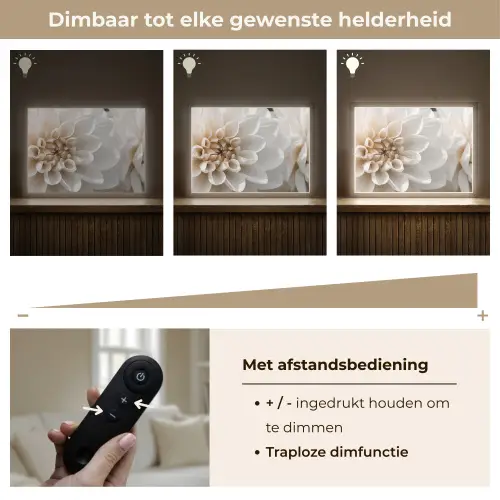 Bloemen - Wit - Natuur Light Box met batterij (Wandlamp) middel -USP_dimbaarNL