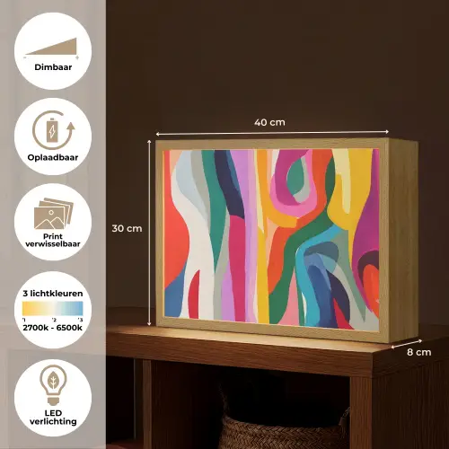 Abstract - Kleurrijk - Golven - Lijnen Light Box met batterij (Wandlamp) middel -USP_websiteoverzichtNL