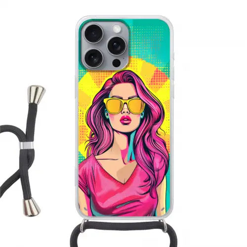 Zonnebril - Vrouw - Zonnig - Geel Hoesje iPhone 16 Pro Max met koord klein -3d