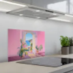 Roze - Buiten - Verf keuken achterwand spatscherm klein -3d_schuin