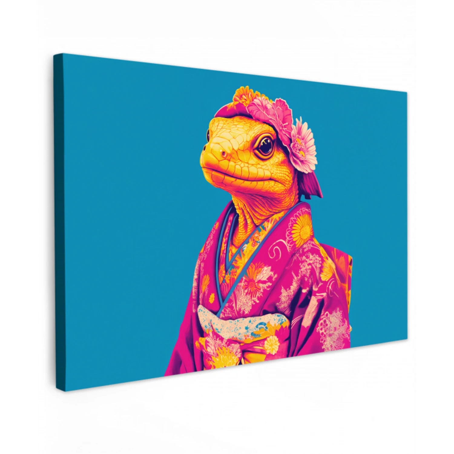 Bloemenkrans - Hagedis - Kimono - Paars canvas 2cm klein -z3d