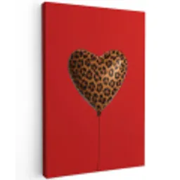 Ballon - Hartvormig - Rood - Panterpatroon Tuinposter op houten frame 2 cm dik middel -3d
