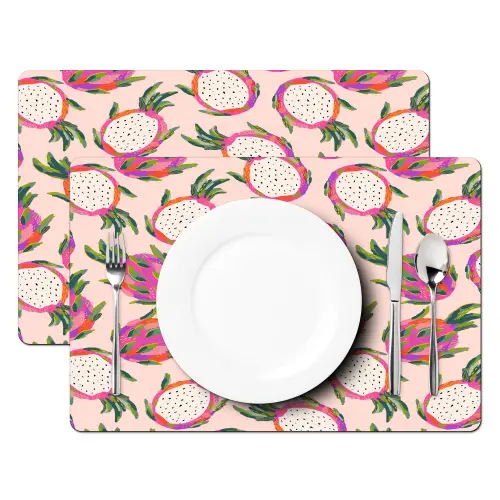Drakenfruit - Patroon - Roze Placemat vinyl groot 368 -zzsfeer2_Kitchenyeah-website