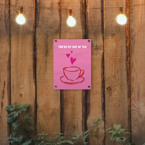 Thee - Roze - Valentijn - Tekst tuinposter los doek klein -sfeer1