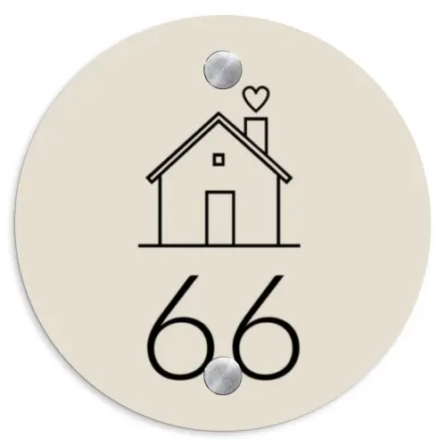 Huis illustratie - Traditioneel Naambord Rond klein -3d