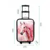 Pastel roze paard Kinderkoffer - Zwart klein -productfoto_formaten