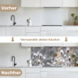 Roodborstje - Gedroogde bloem - Sneeuw - Winter - Vertederend keuken achterwand 2 middel -voor-na_DE