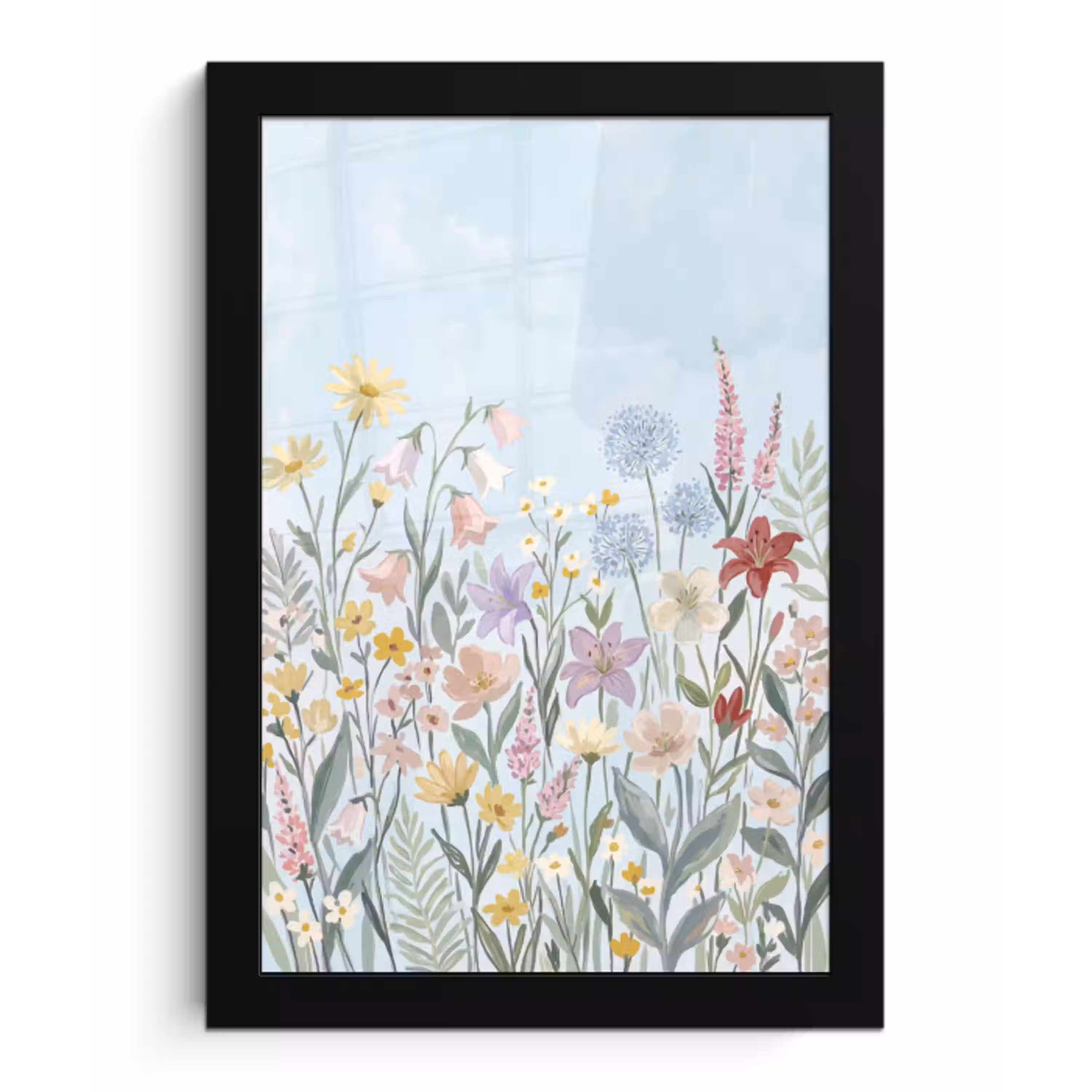Weidebloemen - Illustratie - Kleurrijk fotolijst zwart zonder passe partout klein -3d