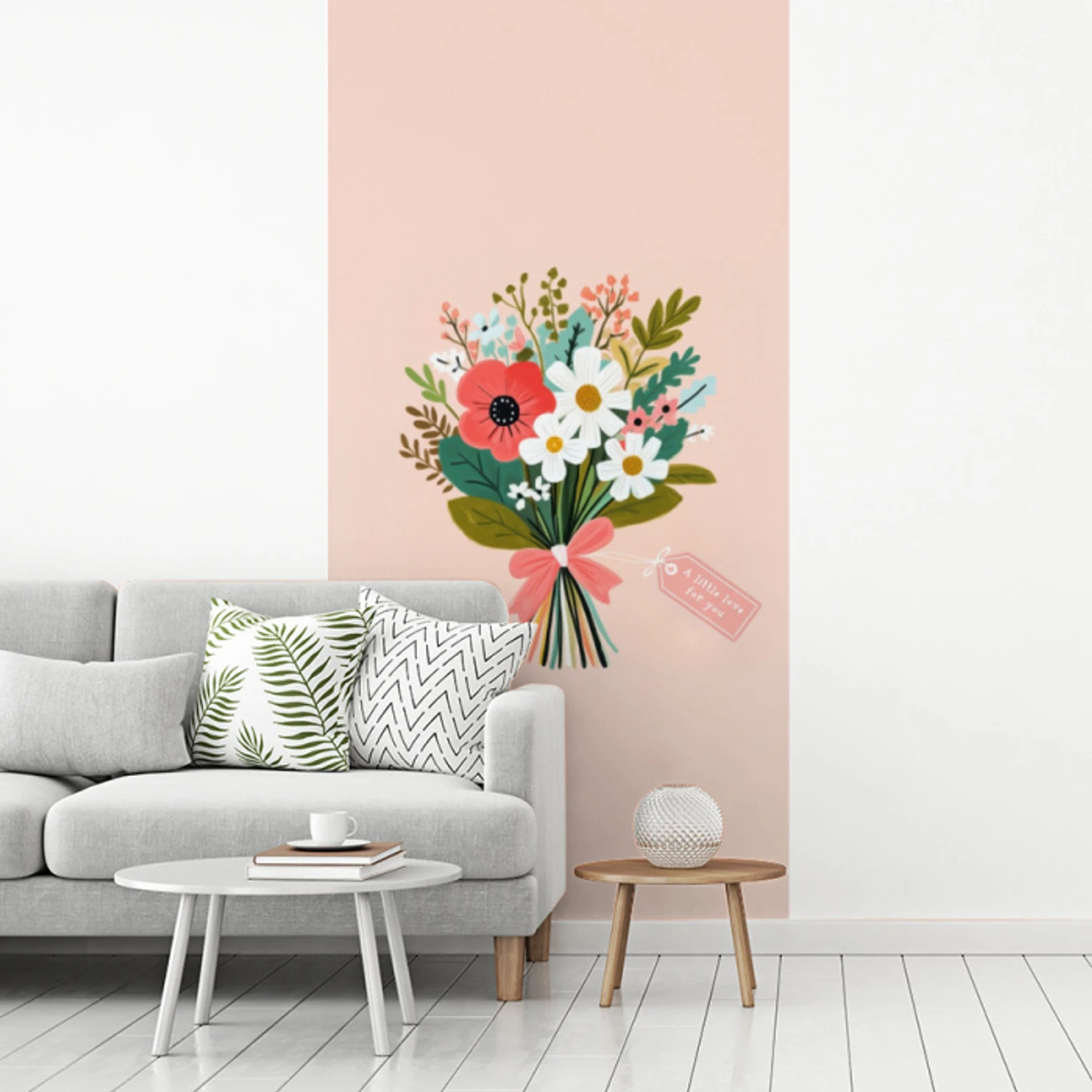 Boeket - Strikje - Kaartje - Quote fotobehang vinyl groot -woonkamer