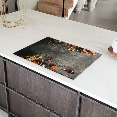 Marmer - Groente - Herfst - Pompoen - Rustiek - Kruiden Inductie beschermer vinyl 3mm klein -sfeer8