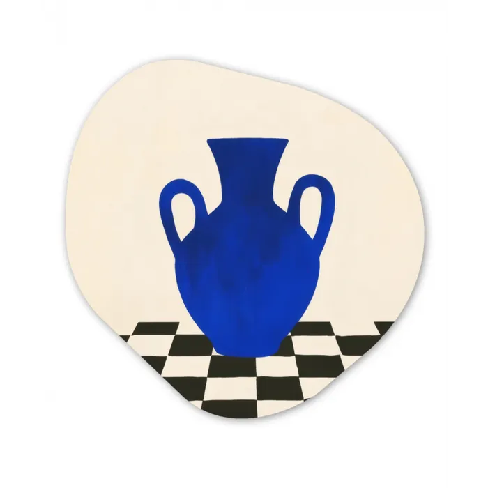 Vaas - Blauw - Geblokt - Modern Wandcirkel Organisch Forex 3mm klein -3d