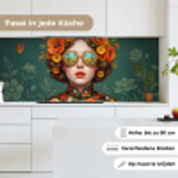 Portret - Vrouw - Kleurrijk - Expressief keuken achterwand 2 middel -sfeer4_DE