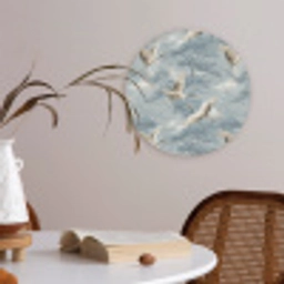 Wolken - Kraanvogels - Blauw Akoestische PET Vilt - Rond klein 838 -sfeer3